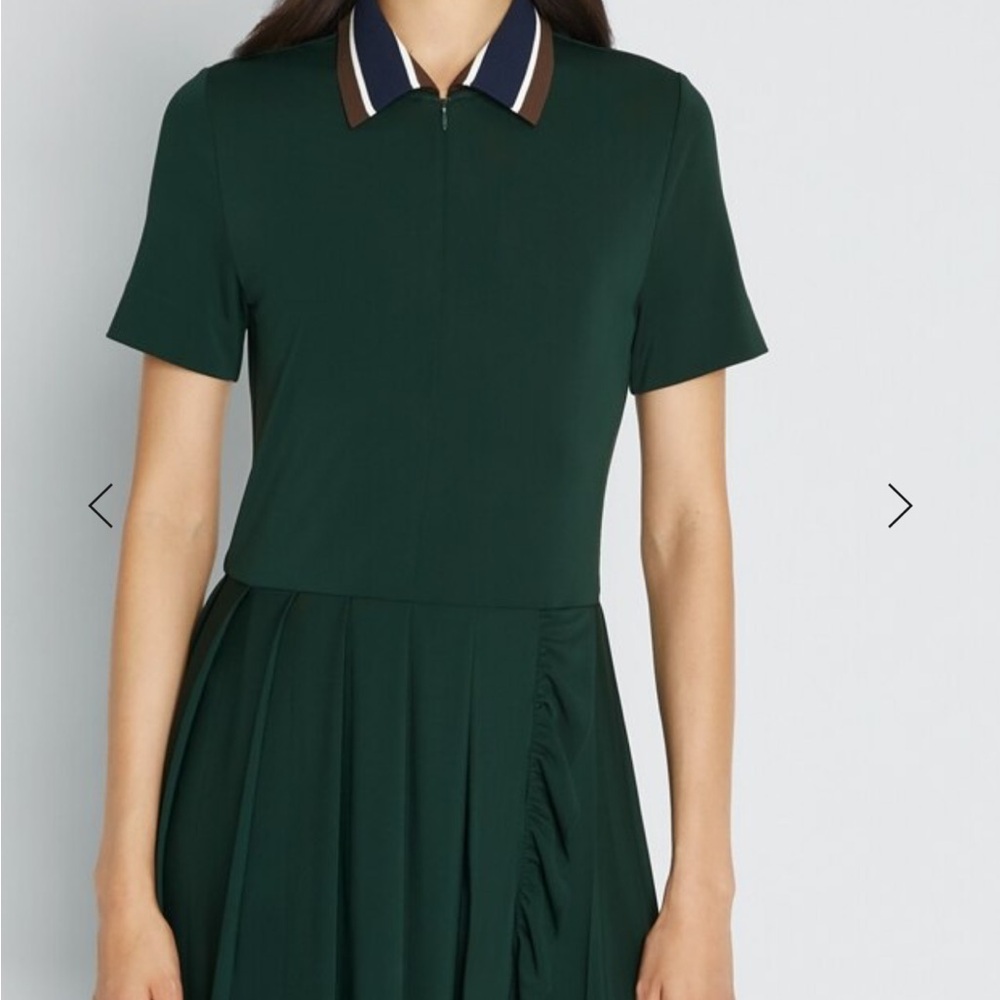 Pleated Zip-Front Golf Dress